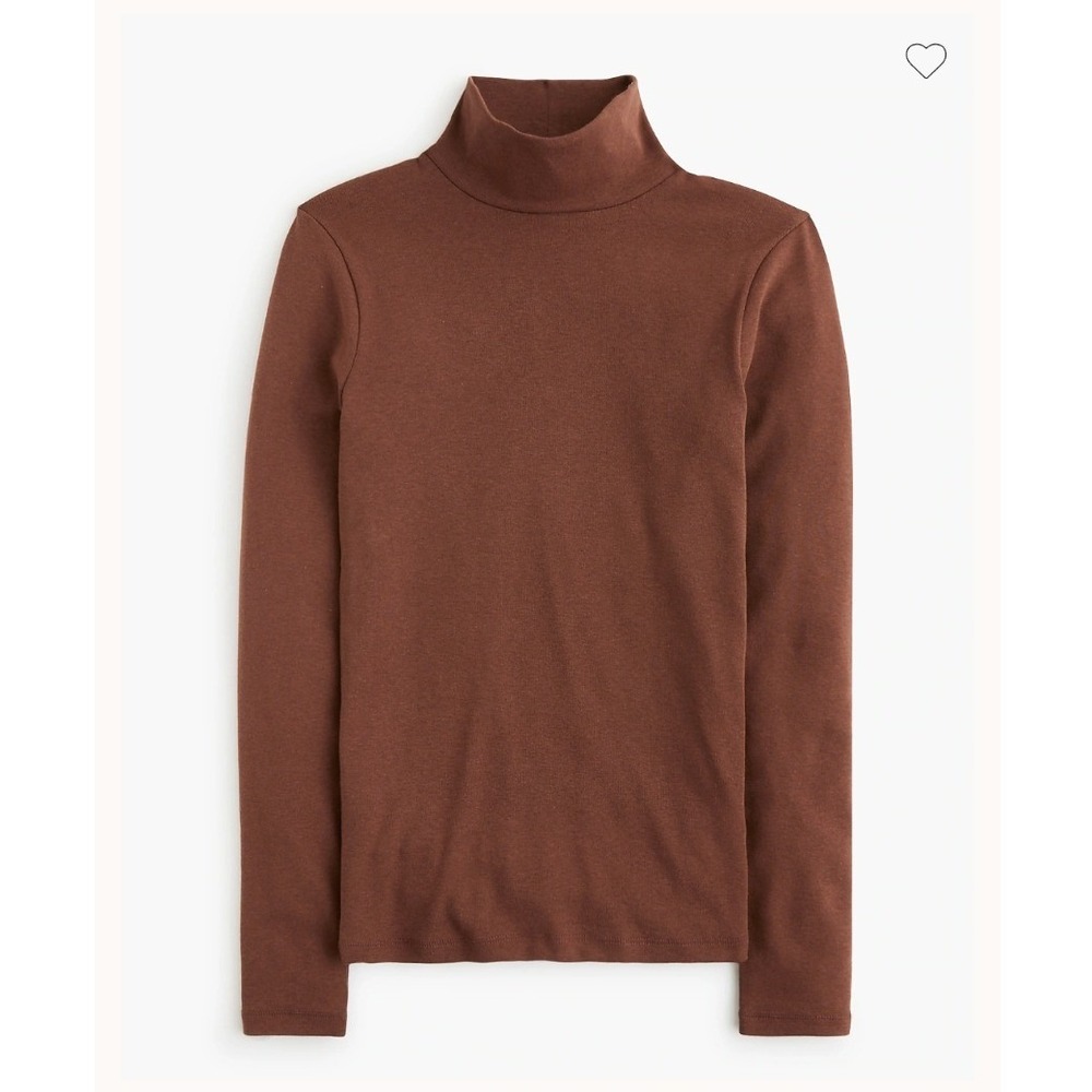 J.Crew Everyday Tee Brown Mock Neck‎ Long Sleeve Top Small Slim Fit NWOT $55